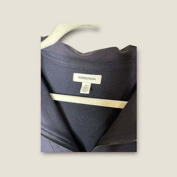 Nordstrom Dark Blue Long Sleeve Partial Zip Sweatshirt Dress Womens Size M NWT - Picture 6 of 7
